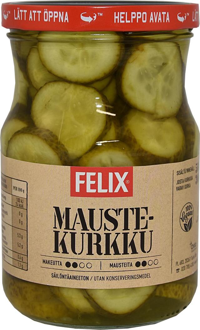 Felix maustekurkkuviipale, viipaloituja kurkkuja mausteliemessä 560/300g