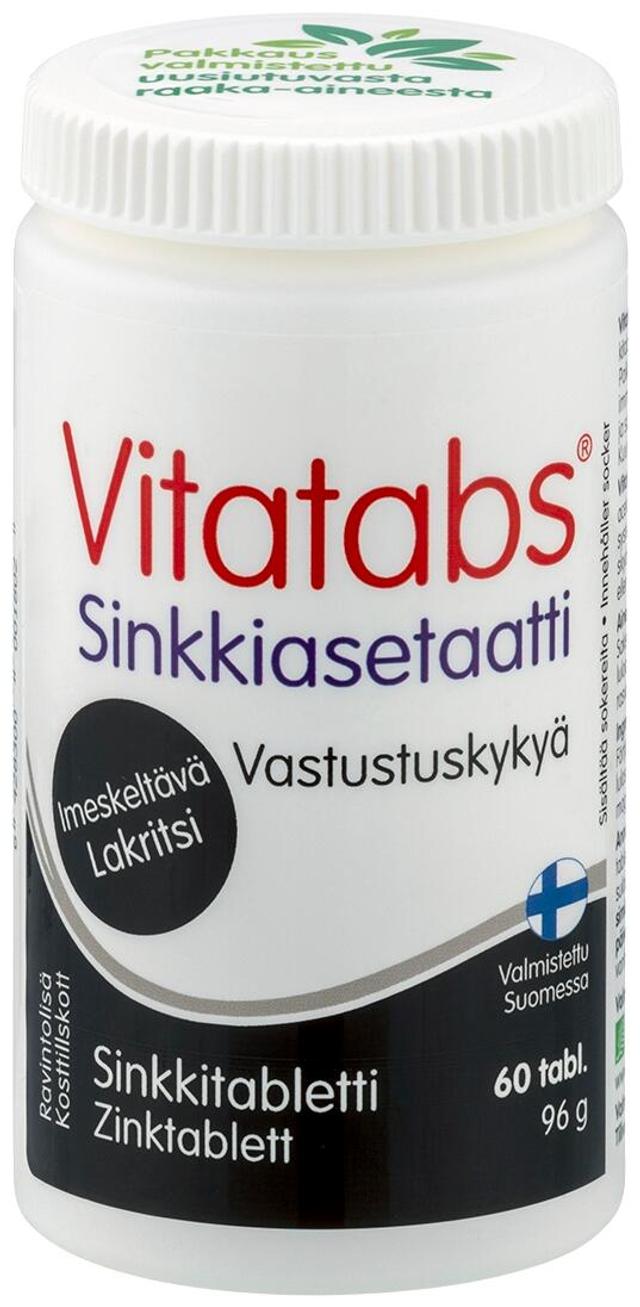 Vitatabs Sinkkiasetaatti sinkkitabletti lakritsi 60 tabl