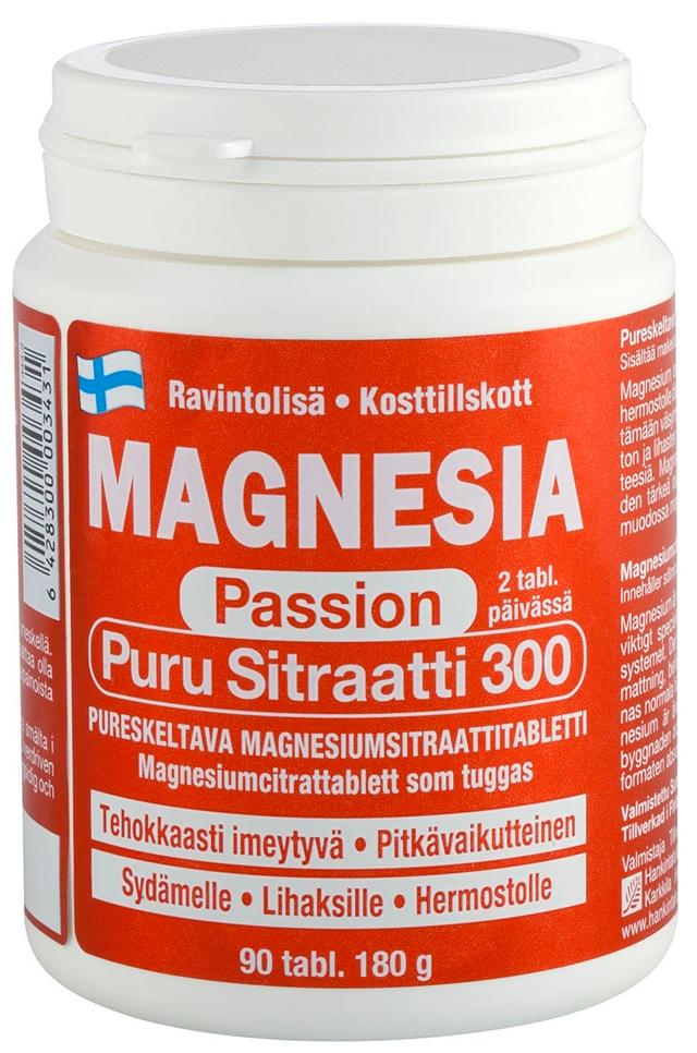 Magnesia Passion Puru Sitraatti 300 Magnesiumsitraattitabletti
90 tabl