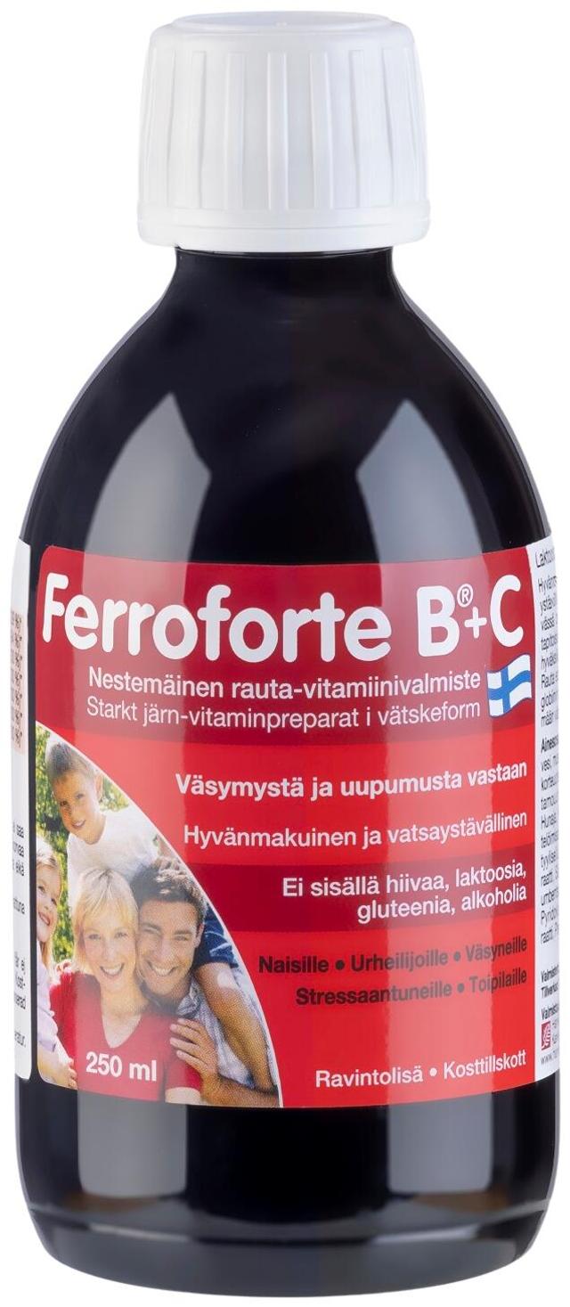 Ferroforte B + C nestemäinen rauta-vitamiinivalmiste 250 ml