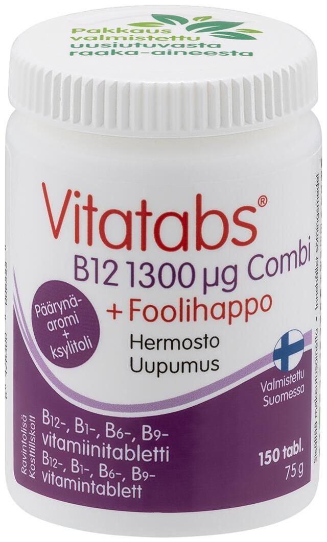 Vitatabs B12 1300 µg Combi + Foolihappo B1-, B6-, B9- vitamiinitabletti 150 tabl.