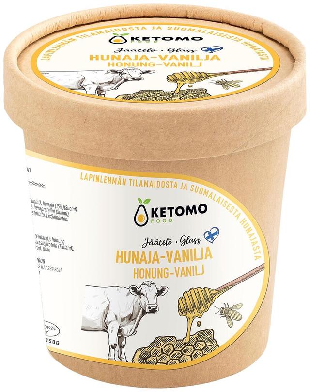 Ketomo Food Hunaja-vaniljajäätelö 473ml