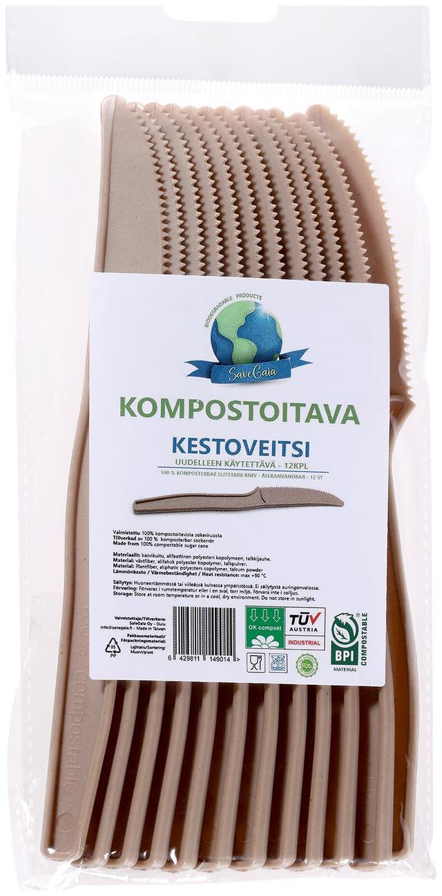 SaveGaia kompostoitava ja biohajoava kestoveitsi 12kpl