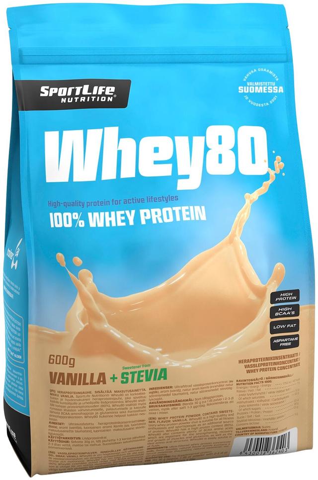 SportLife Nutrition Whey80 600g vaniljajäätelö heraproteiinijauhe