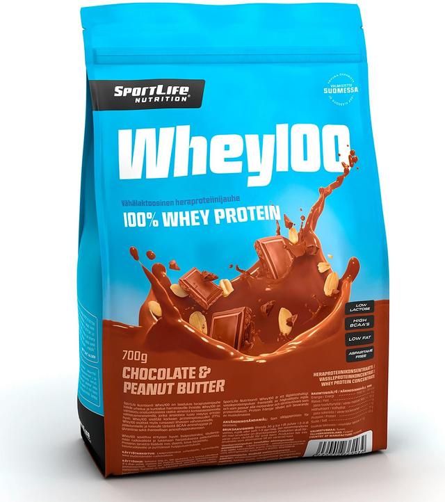 SportLife Nutrition Whey100 700g suklaa-maapähkinä heraproteiinijauhe