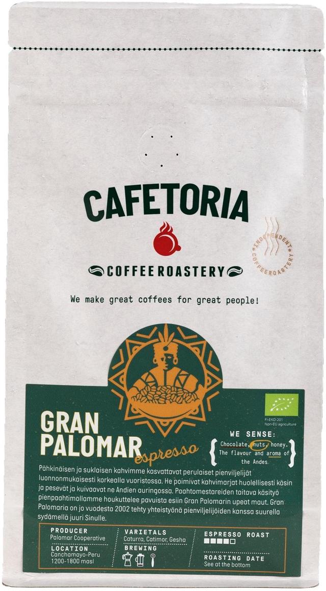 Cafetoria roastery Espresso Gran Palomar 250g papukahvi