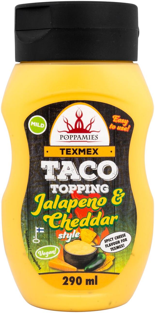 Poppamies Texmex Taco Topping Jalapeno & Cheddar Style maustekastike 290ml