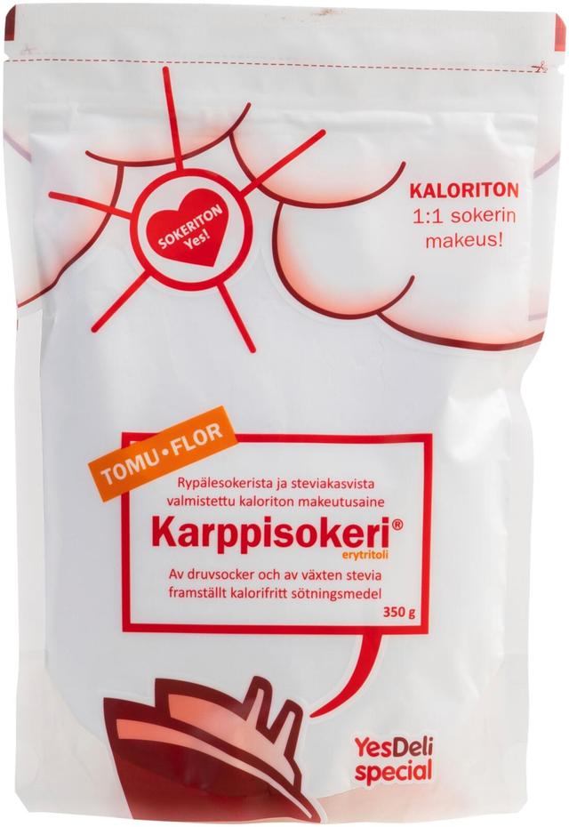 YesDeli Tomu Karppisokeri, rypälesokerista ja steviakasvista valmistettu kaloriton makeutusaine  350g