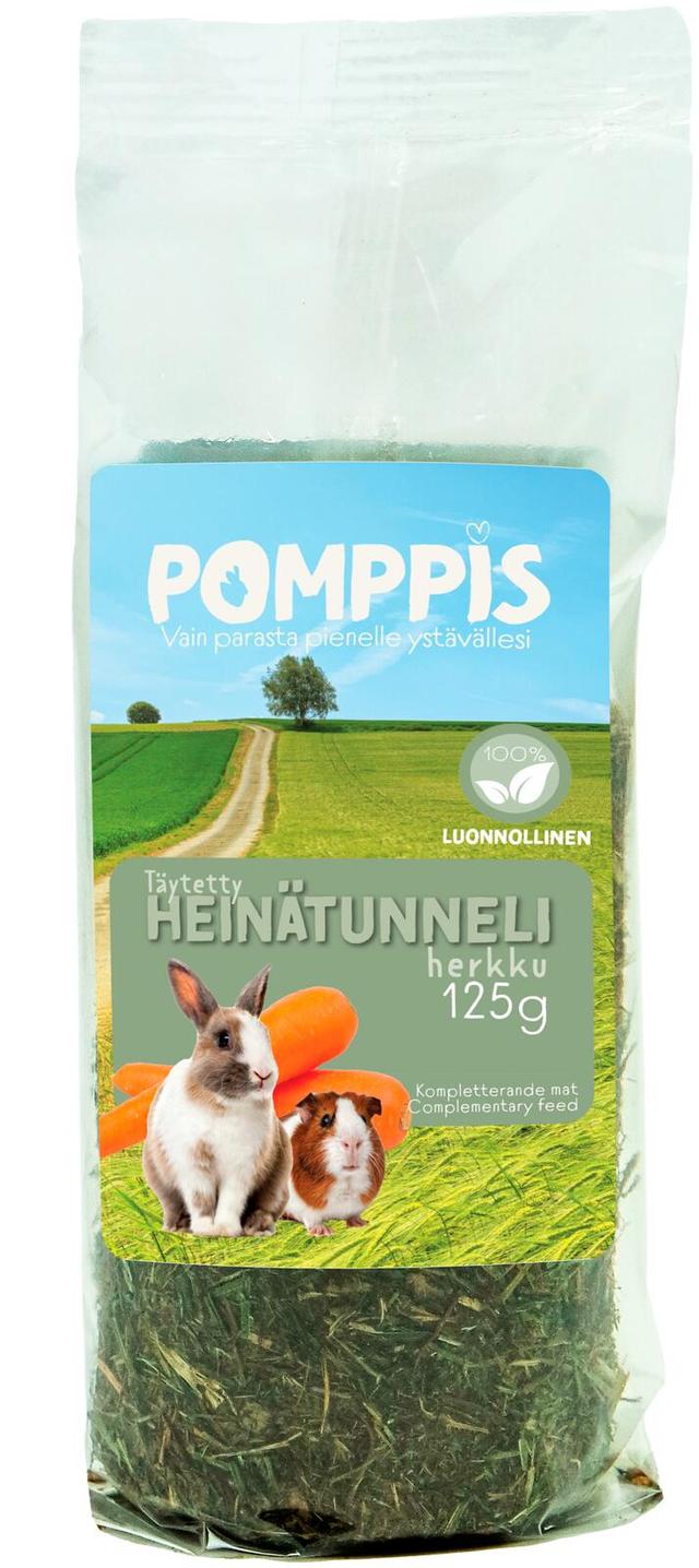 Pomppis jyrsijän täytetty heinä-herkkutunneli 125g