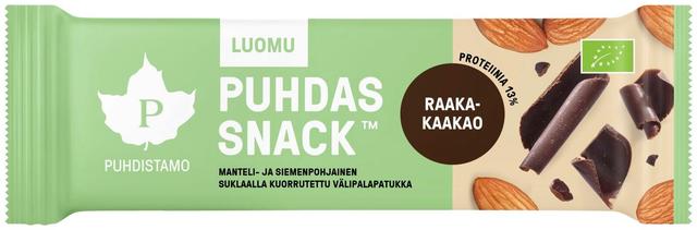 Puhdistamo Puhdas Snack™ Luomu mantelinen kaakaovälipalapatukka 40 g