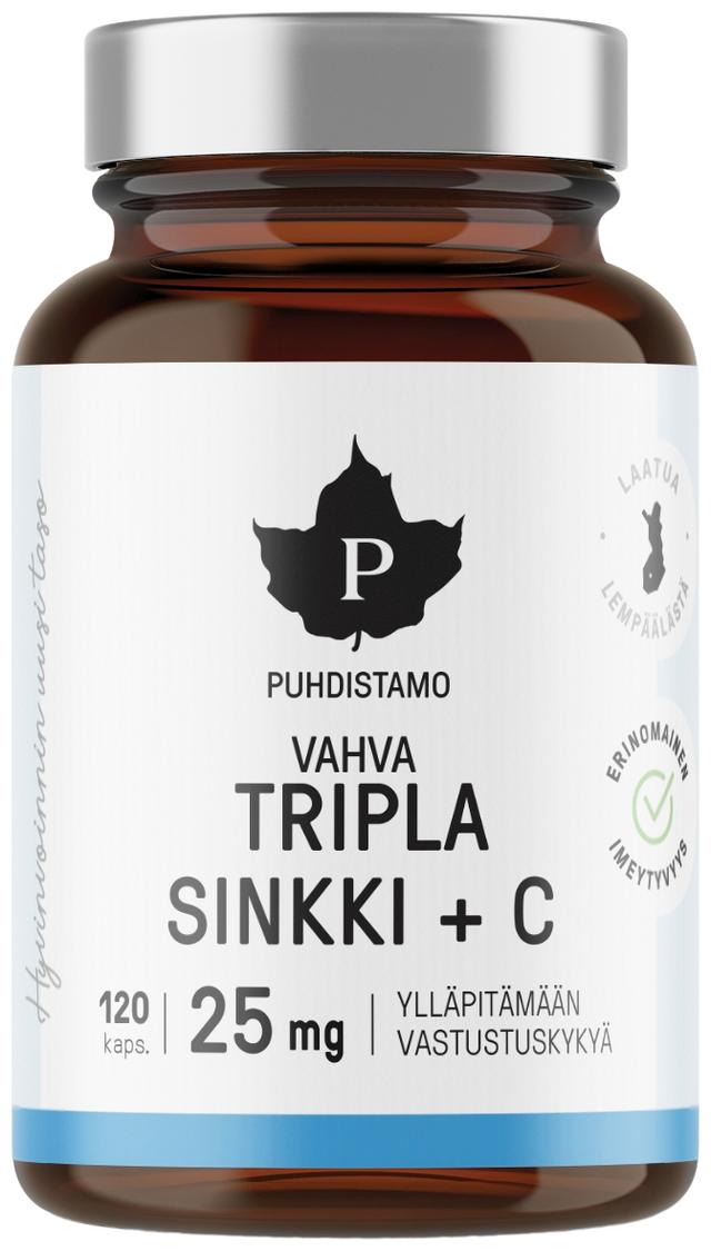 Puhdistamo Tripla Sinkki + C 25 mg 120 kapselia