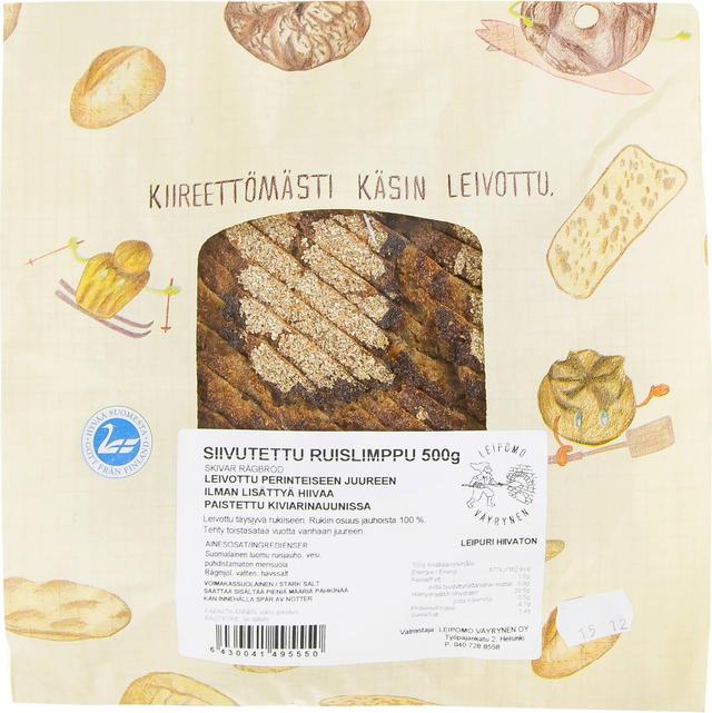 Leipomo Väyrynen 500g Siivutettu Ruislimppu