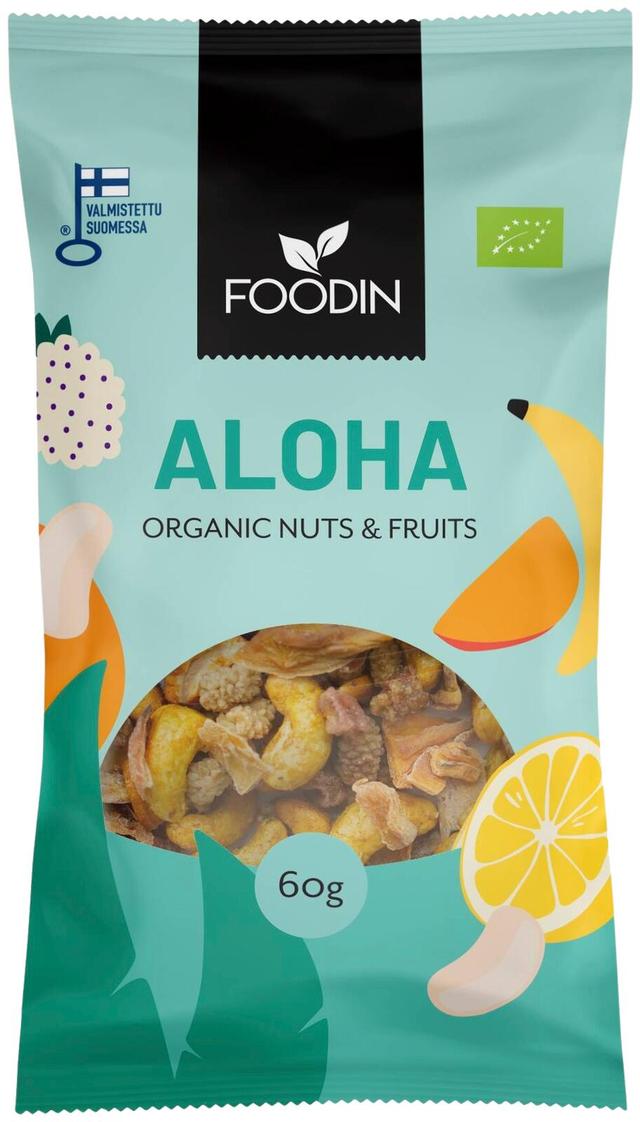 Foodin Nuts & Fruits, Aloha, luomu 60g