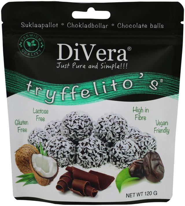 DiVera Just Pure and Simple!!! Tryffelito's Kookospallot runsaskuituinen vegaaninen 120g