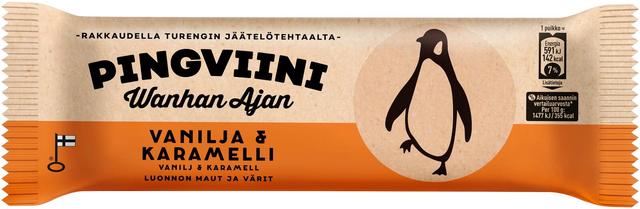 Pingviini Wanhan Ajan Vanilja & Karamelli kermajäätelöpuikko 40g/60ml