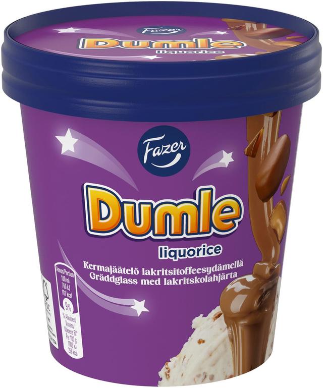 Fazer Dumle Liquorice kermajäätelö lakritsitoffeesydämellä 300g/425ml