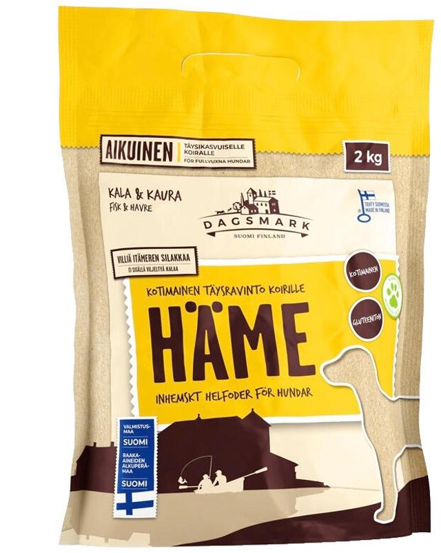Kotimainen Dagsmark koiran kuivaruoka HÄME 2kg