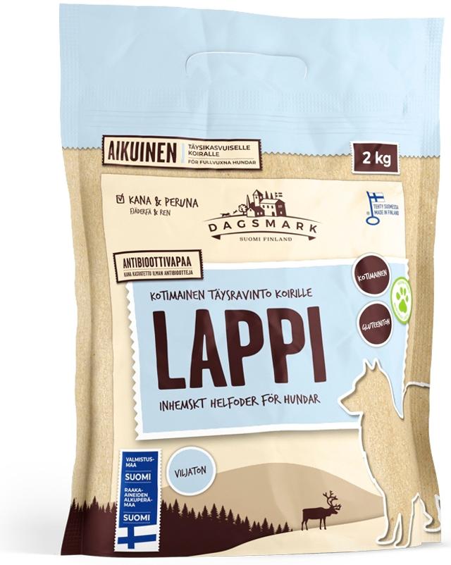 Kotimainen Dagsmark koiran kuivaruoka LAPPI 2kg