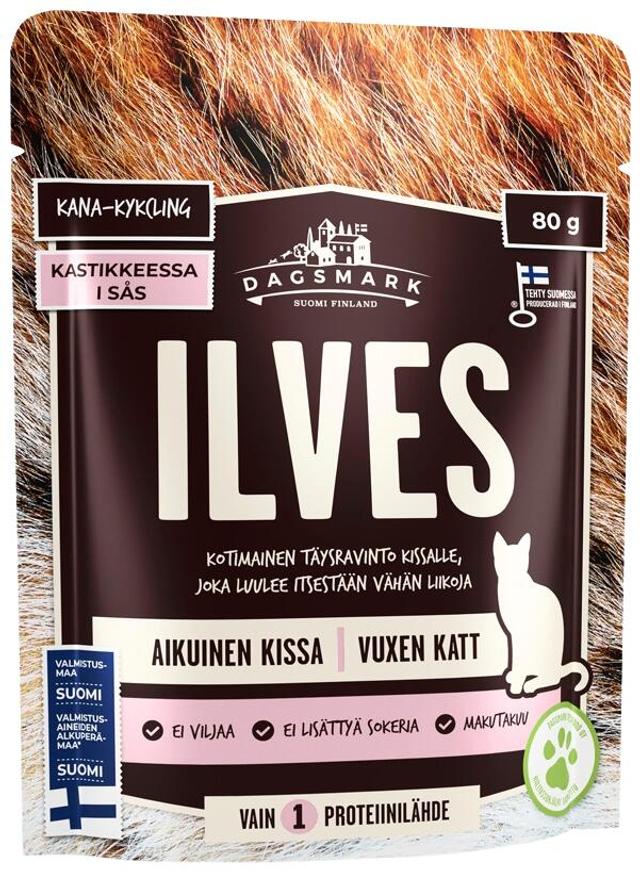 Dagsmark ILVES kotimainen kissan täysravinto, kanaa kastikkeessa 80 g