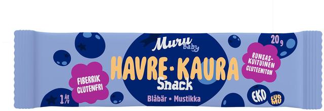 Muru Baby Kaura Snack Mustikka 1 v 20 g luomukaurapatukka