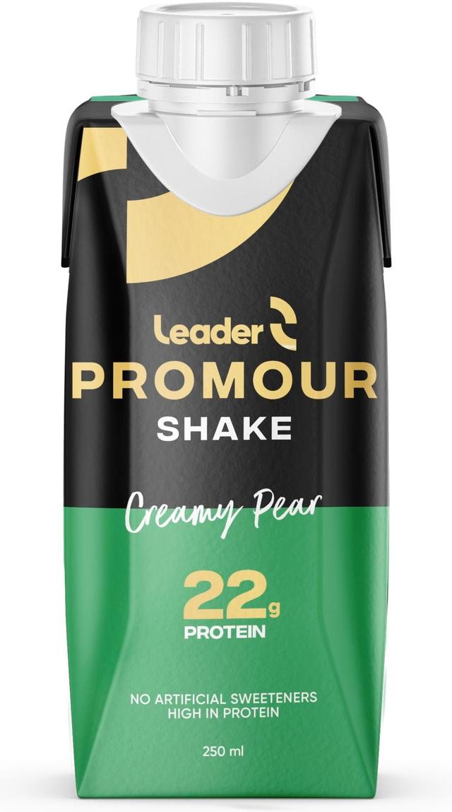 Leader Promour shake Creamy pear laktoositon maitoproteiinijuoma päärynän- ja vaniljanmakuinen 250 ml