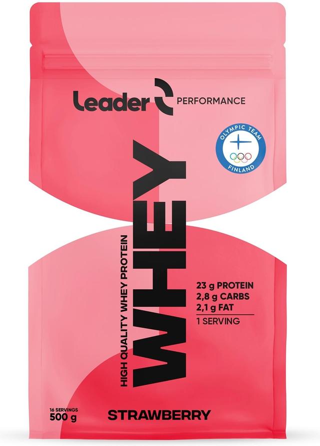 Leader Performance Whey heraproteiinijauhe mansikanmakuinen 500 g