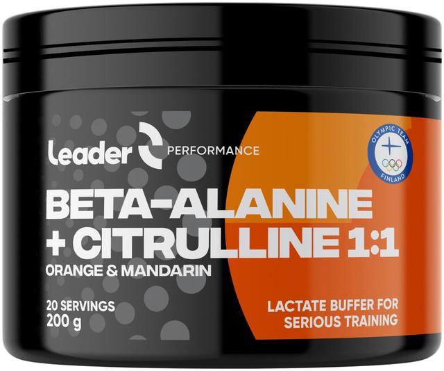 Leader Performance Beta-alaniini+ citrulliini 1:1 aminohappojauhe, Appelsiinin ja mandariininmakuinen  200g