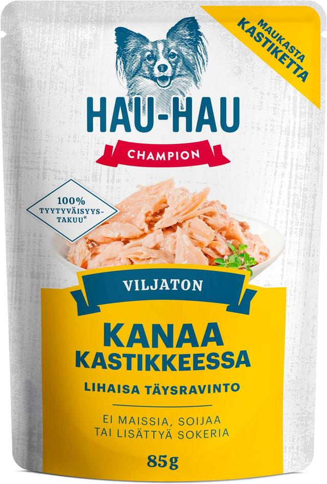Hau-Hau Champion Viljaton kanaa kastikkeessa annosateria täysravinto 85 g