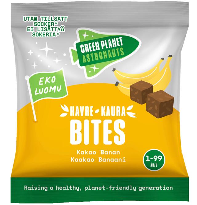 Green Planet Astronauts Luomu Kaurabites Kaakao-Banaani 12kk 25g