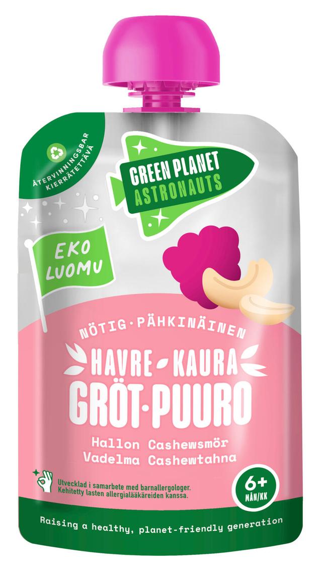 Green Planet Astronauts LUOMU pähkinäinen kaurapuuro vadelma 100g 6kk+