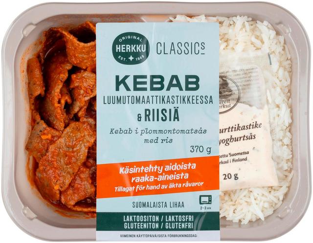 Herkku Kebab luumutomaattikastikkeessa ja riisiä 370g