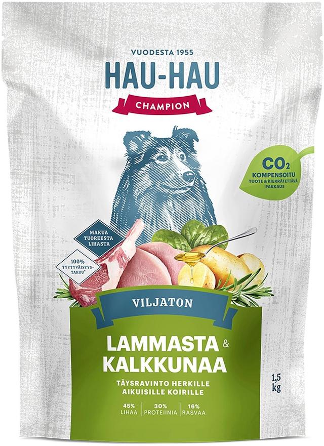 Hau-Hau Champion Viljaton Lammasta ja kalkkunaa täysravinto 1,5 kg