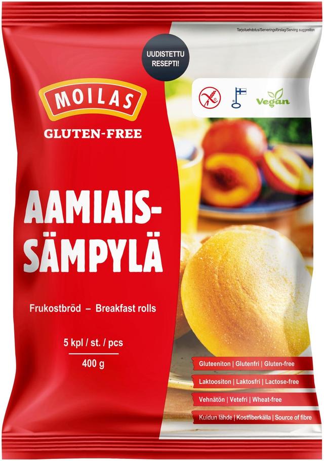 Moilas Gluten-Free Aamiaissämpylä 5kpl/400g, pakaste