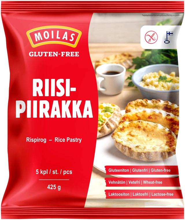 Moilas Gluten-Free riisipiirakka 5kpl 425g kypsä pakaste