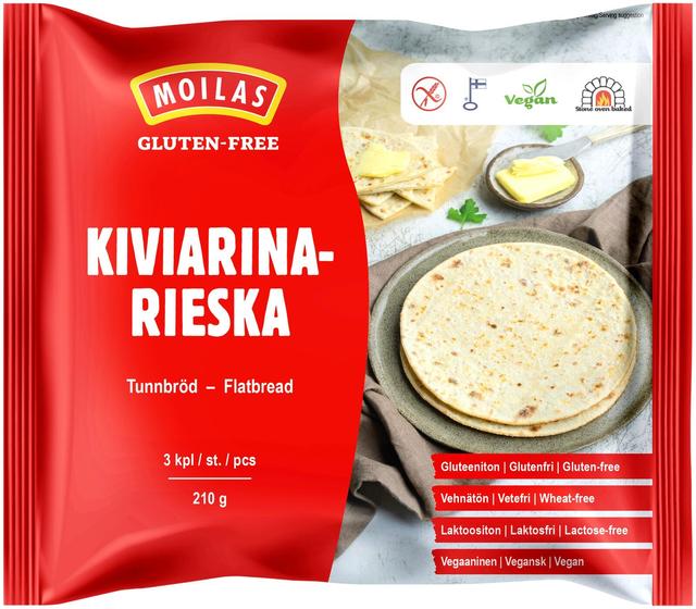 Moilas Gluten-Free Kiviarinarieska 3kpl/210g gluteeniton pakaste