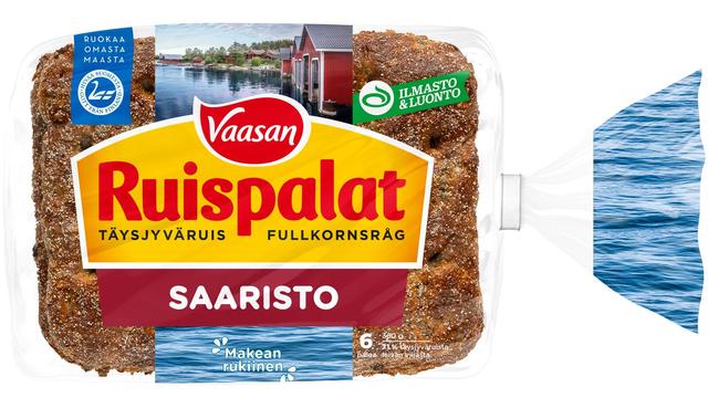 Vaasan Ruispalat Saaristo 360 g 6 kpl täysjyväruisleipä