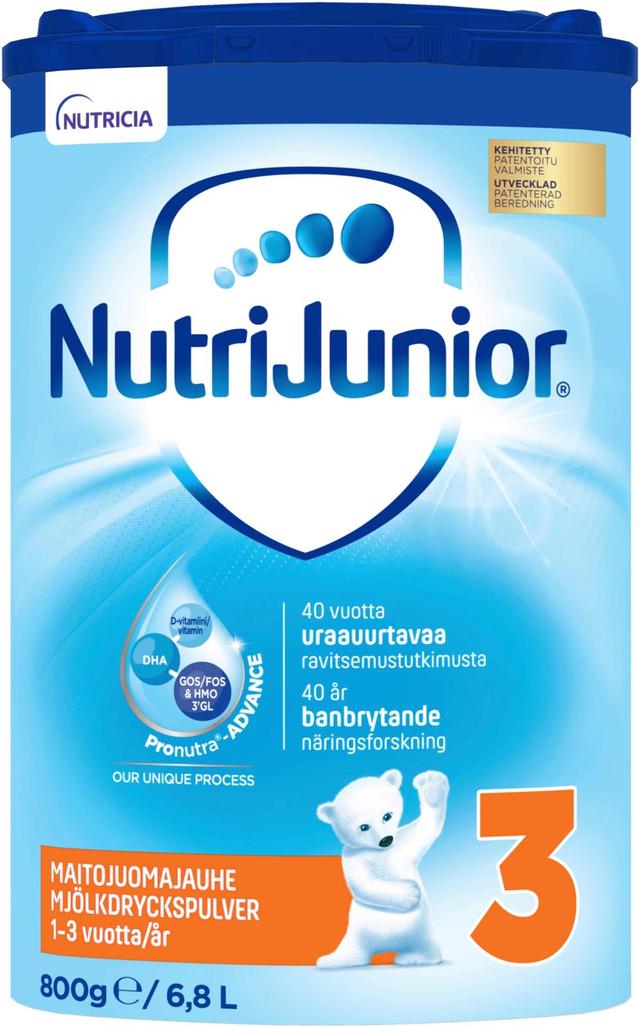 Nutricia NutriJunior 3 800g, maitojuomajauhe leikki-ikäiselle, 1-3v.