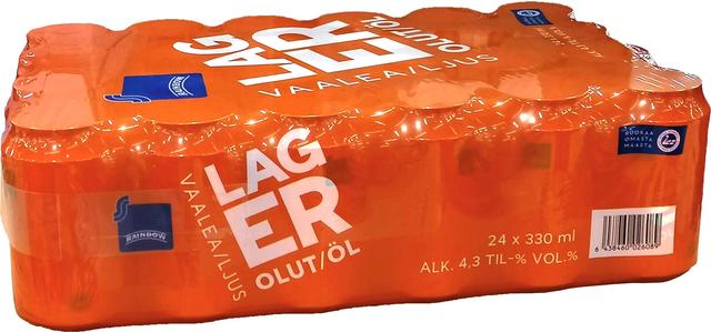 24-pack Rainbow Lager olut 4,3 % tölkki 0,33 L