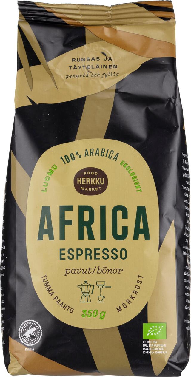 Herkku Luomu Africa Espresso pavut 350 g tumma paahto