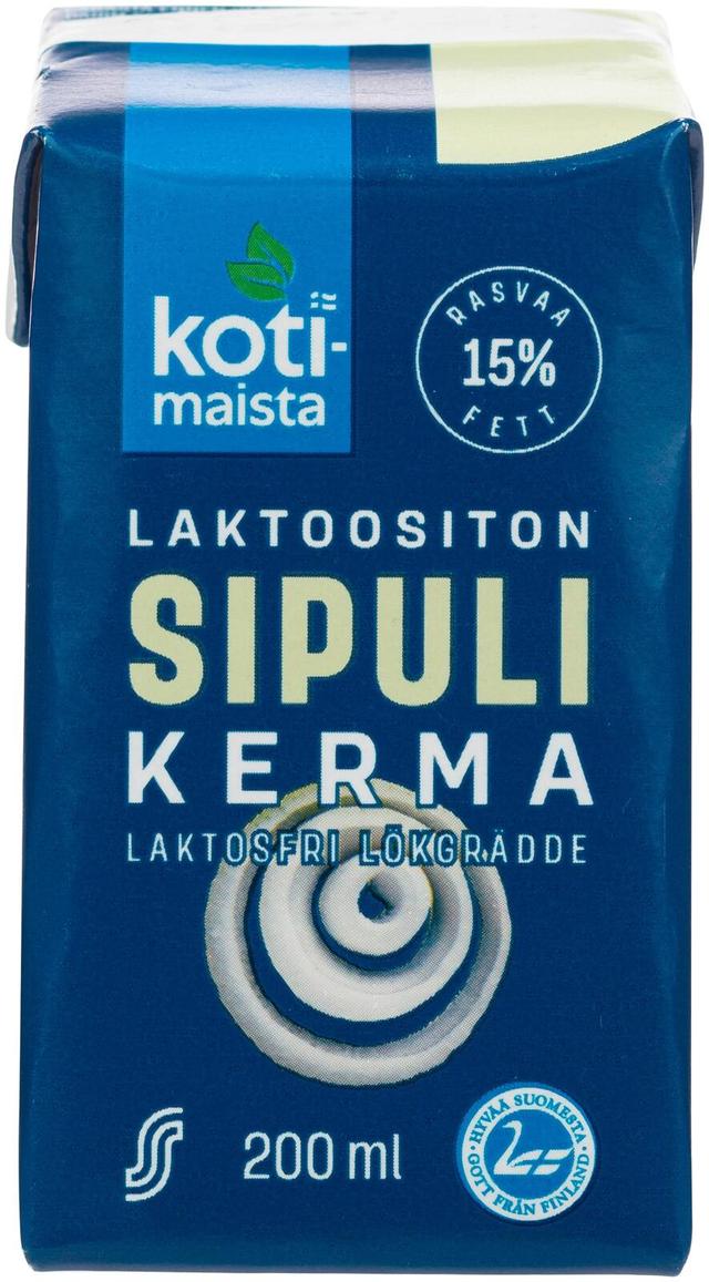 Kotimaista laktoositon sipulikerma 15 % 2 dl UHT