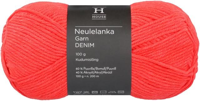 House lanka puuvillasekoite Denim 100 g Pomegranete flower 11583