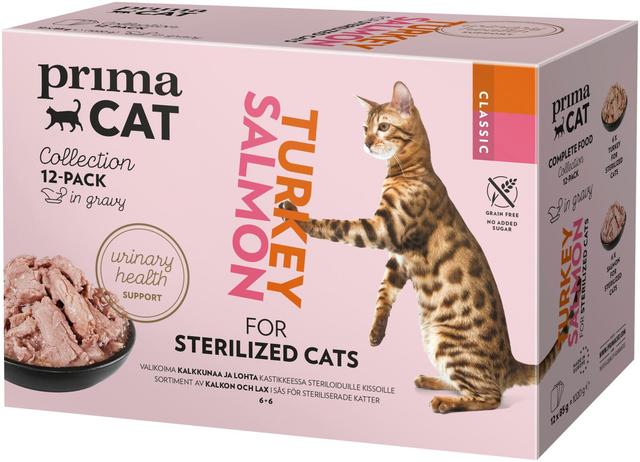 PrimaCat Classic Kastikelajitelma monipakkaus steriloiduille kissoille 12 x 85 g