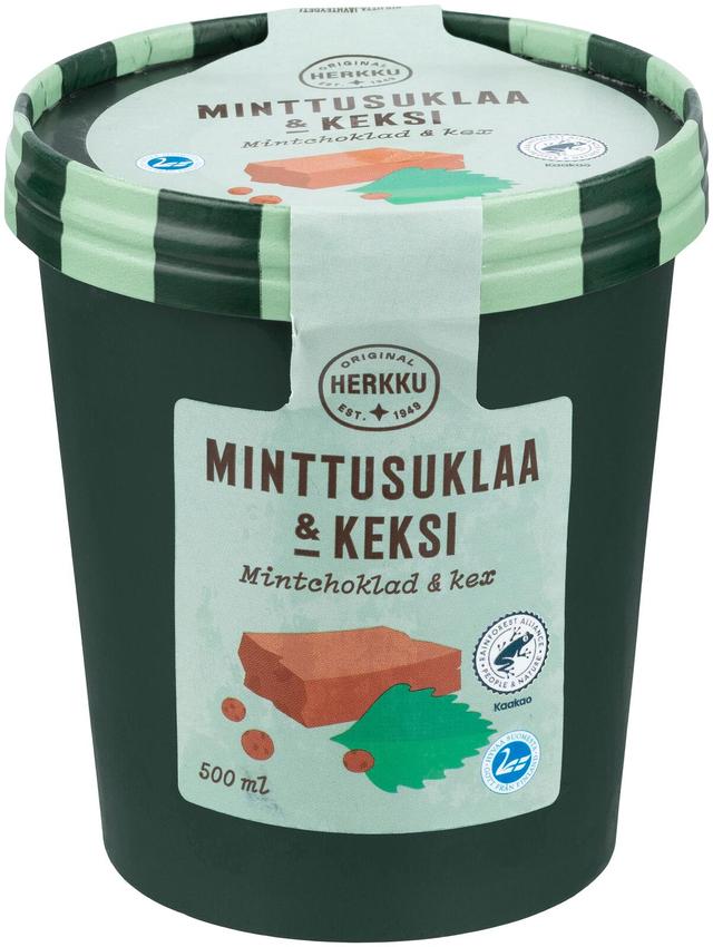 Herkku kermajäätelö minttusuklaa-keksi 500 ml