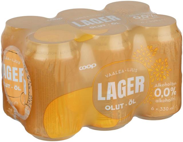 Coop alkoholiton lager 0,0% olut 6x0,33l tlk