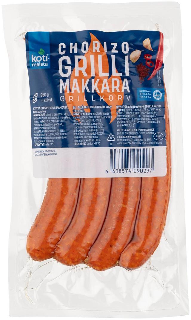 Kotimaista chorizo grillimakkara 250 g