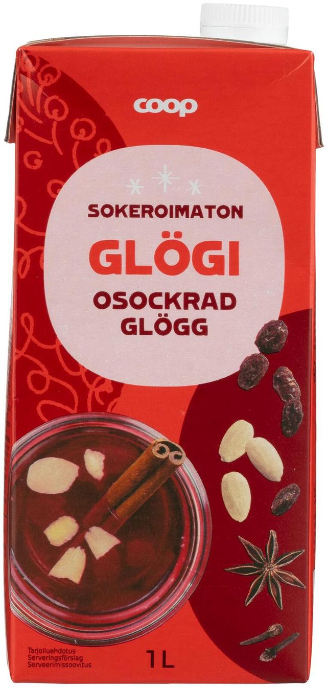 Coop sokeroimaton punainen glögijuoma 1 l