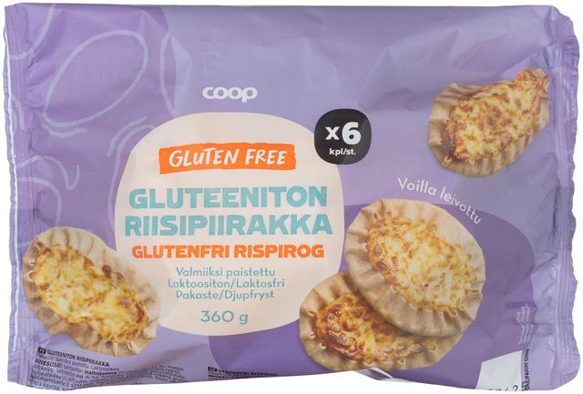 Coop gluteeniton riisipiirakka 6 kpl/360 g pakaste