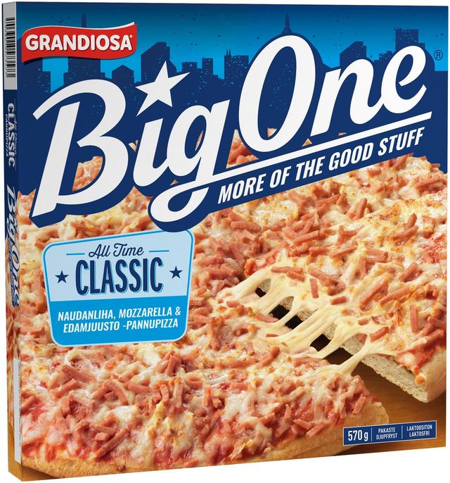 Grandiosa BigOne pan pizza classic, juustoa, tomaattikastiketta ja naudanlihaa 570g