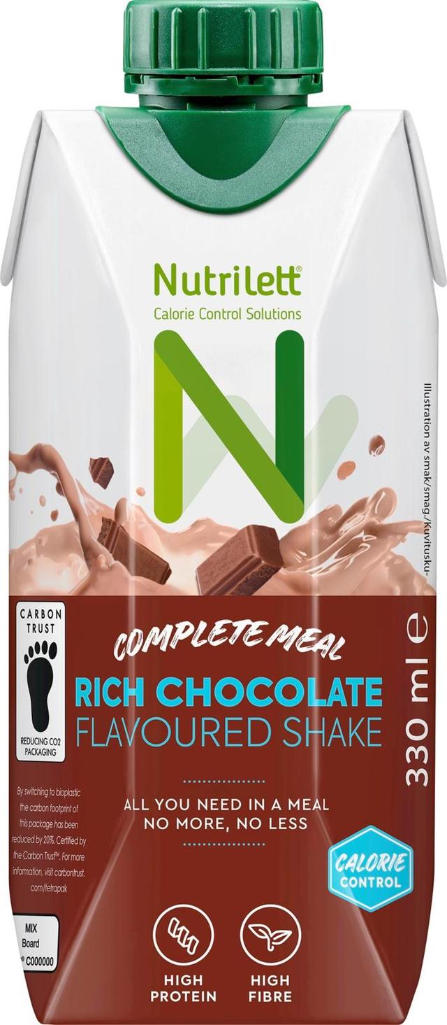 Nutrilett Rich Chocolate flavoured shake vähälaktoosinen suklaanmakuinen juoma - ateriankorvike painonhallintaan 330 ml