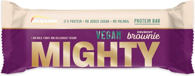 Maxim Protein Bar Vegan Mighty Crunchy Brownie vegaaninen vähälaktoosinen Crunchy Brownie proteiinipatukka 55g